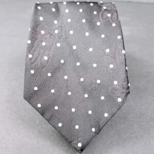 Psycho Bunny Robert Godley Mens Black Silk Polka Dot Skull Logo Tie